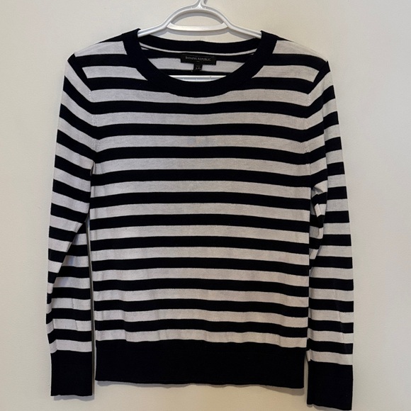 Banana Republic Sweaters - Banana Republic Navy Blue and White Striped Crew Neck Sweater